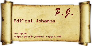 Pécsi Johanna névjegykártya